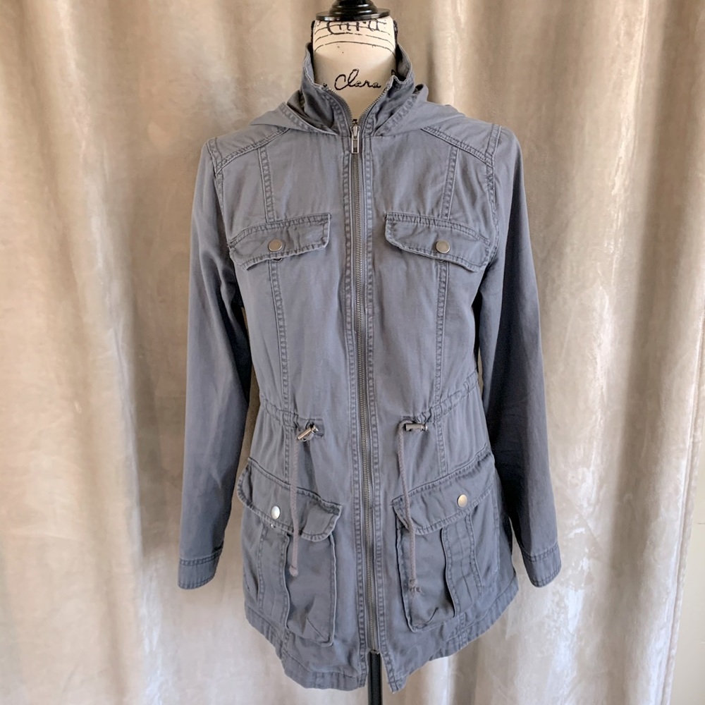 Grey Utility Jacket with Hood Zipper MOSSIMO